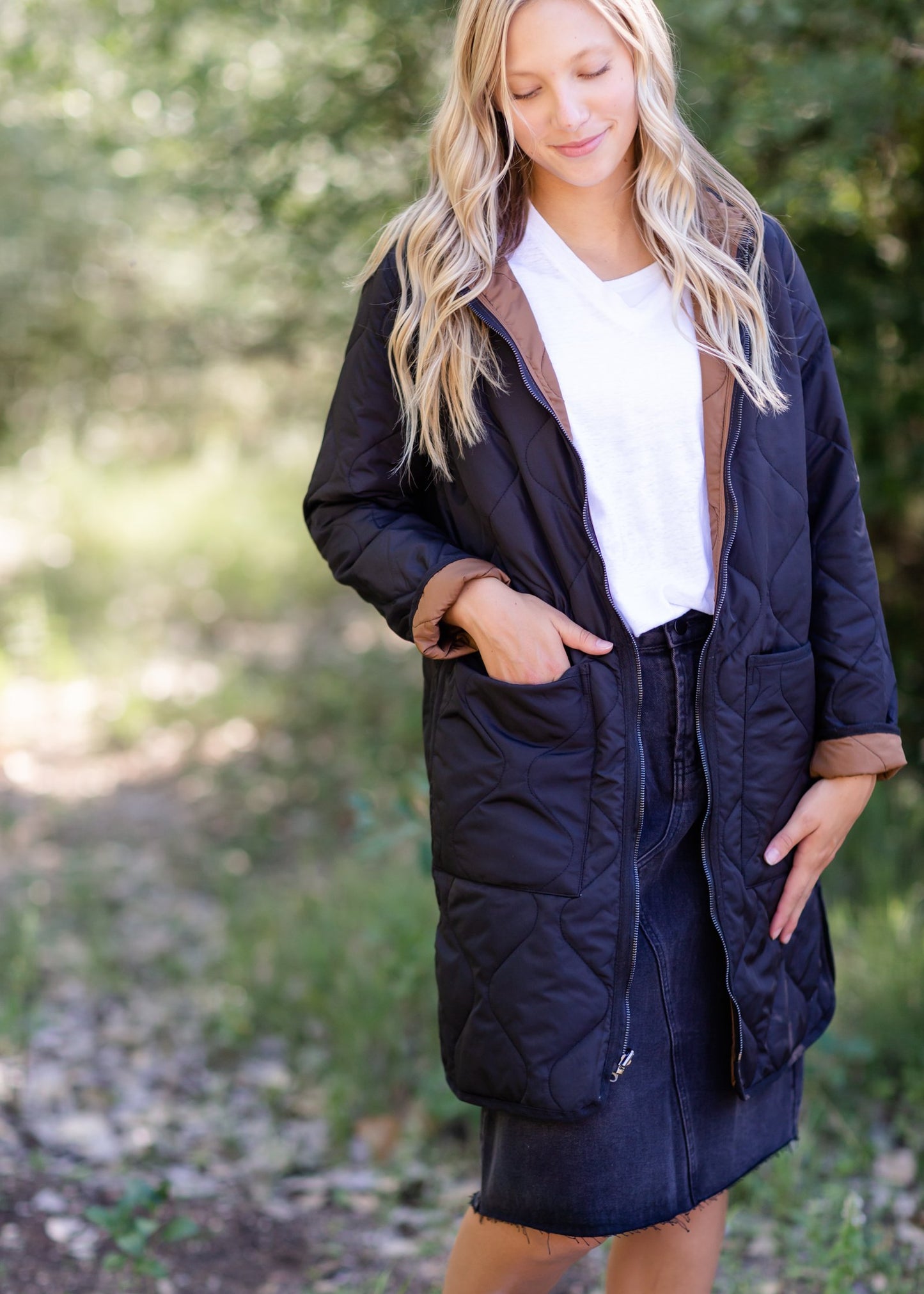 Nixie Black and Brown Reversible Quilted Jacket Tops Thread & Supply