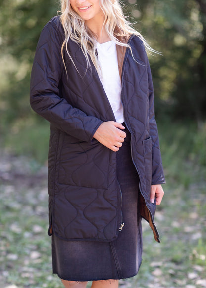 Nixie Black and Brown Reversible Quilted Jacket Tops Thread & Supply