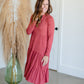 Notch V-Neck Long Sleeve Tiered Midi Dress Dresses Beeson River