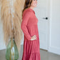 Notch V-Neck Long Sleeve Tiered Midi Dress Dresses Beeson River
