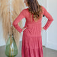 Notch V-Neck Long Sleeve Tiered Midi Dress Dresses Beeson River