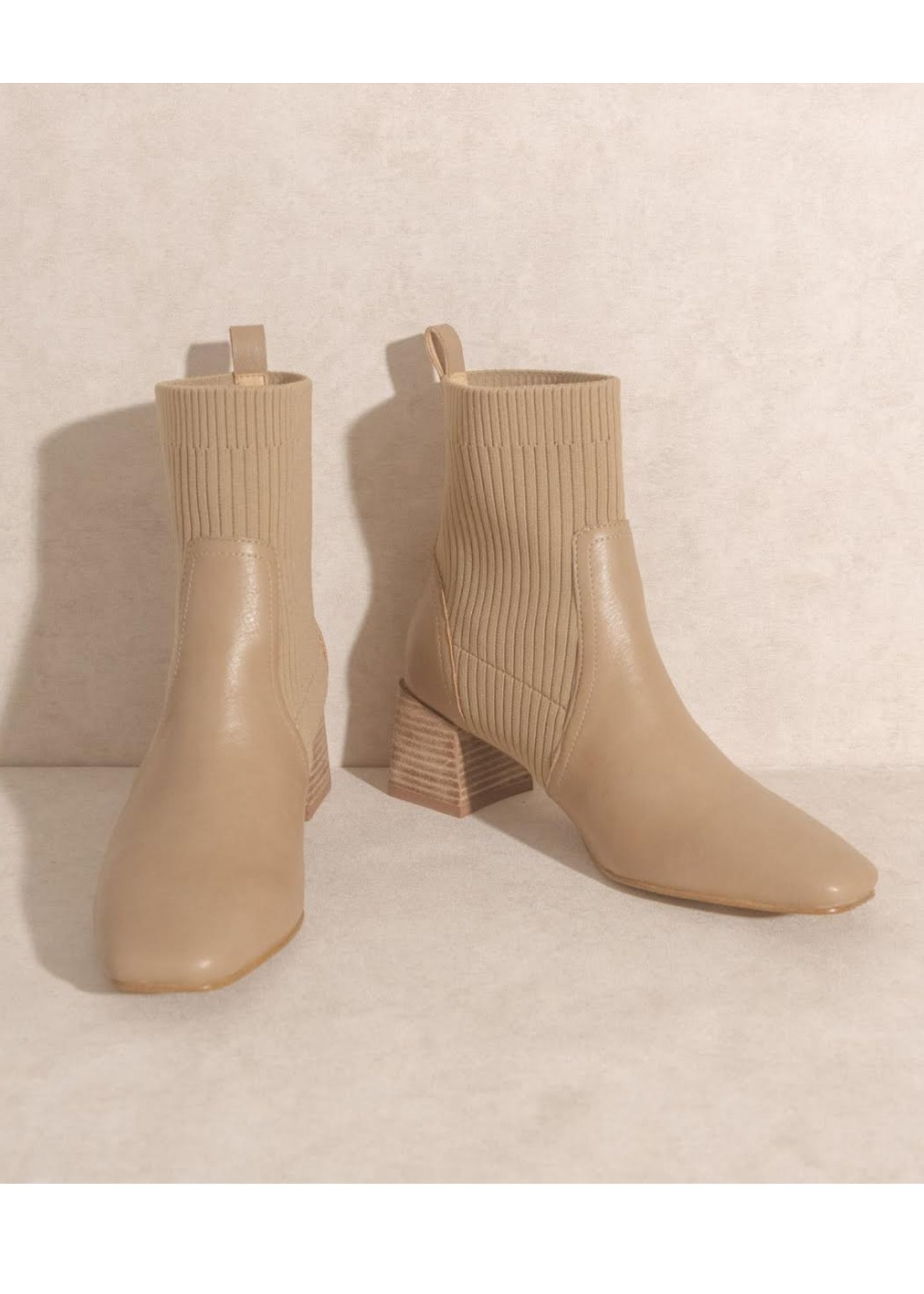 Oasis Society Geraldine Sock Bootie - Taupe Shoes Oasis