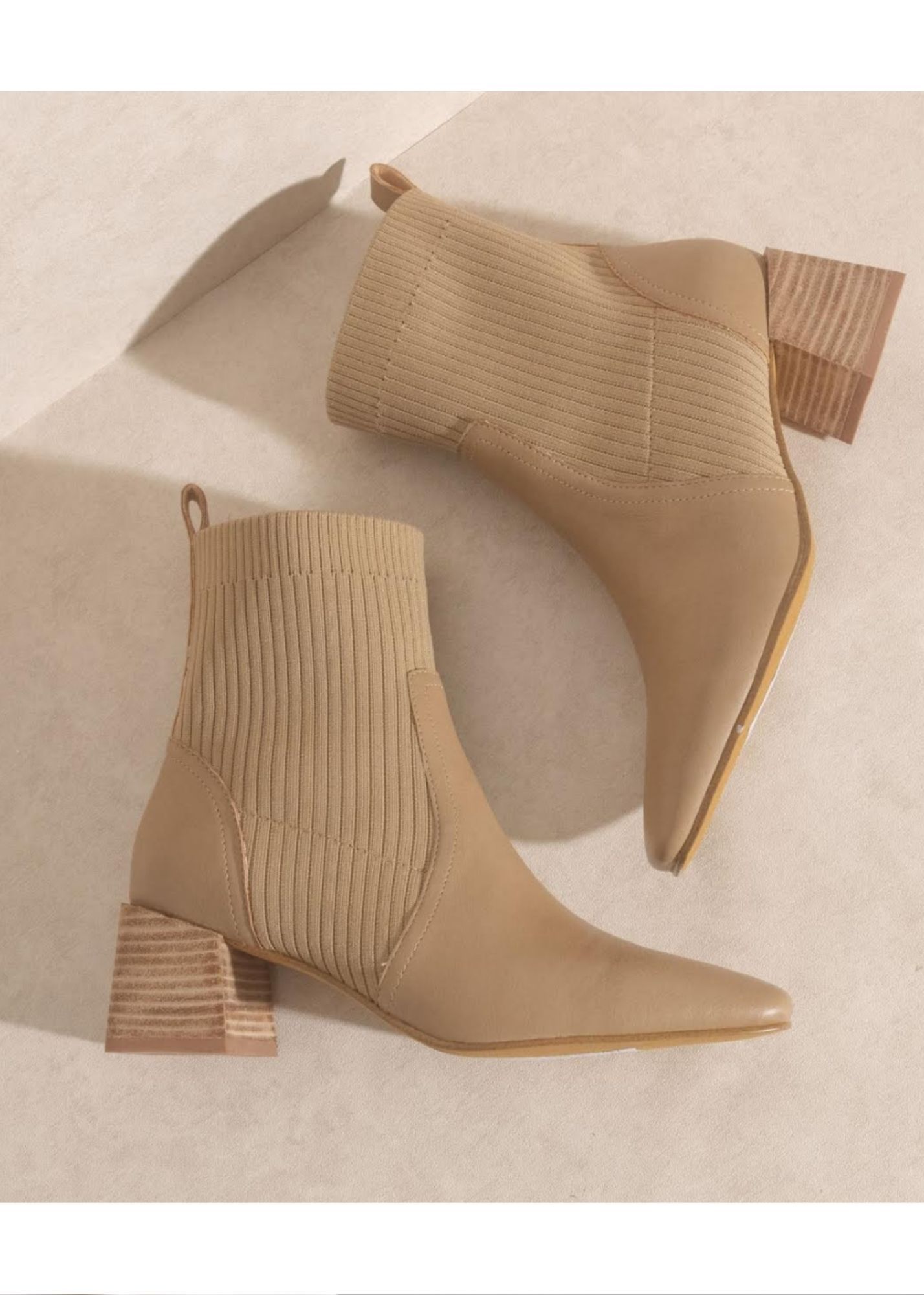 Oasis Society Geraldine Sock Bootie - Taupe Shoes Oasis