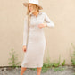 Oatmeal Rib Knit Turtleneck Dress Dresses LUSH