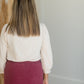 Oatmeal Ruffle Detailed 3/4 Top Tops Polagram + BaeVely
