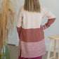 Oatmeal + Rust Open Front Color Block Cardigan Tops Staccato