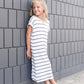 Cream and Black striped girls modest maxi dress