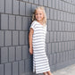 Cream and Black striped girls modest maxi dress