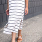 Cream and Black striped girls modest maxi dress
