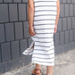Cream and Black striped girls modest maxi dress