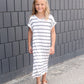 Cream and Black striped girls modest maxi dress