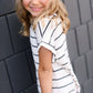 Cream and Black striped girls modest maxi dress