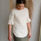 Oatmeal & White Bell Sleeve Striped Top Shirt Hailey & Co.