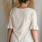Oatmeal & White Bell Sleeve Striped Top Shirt Hailey & Co.