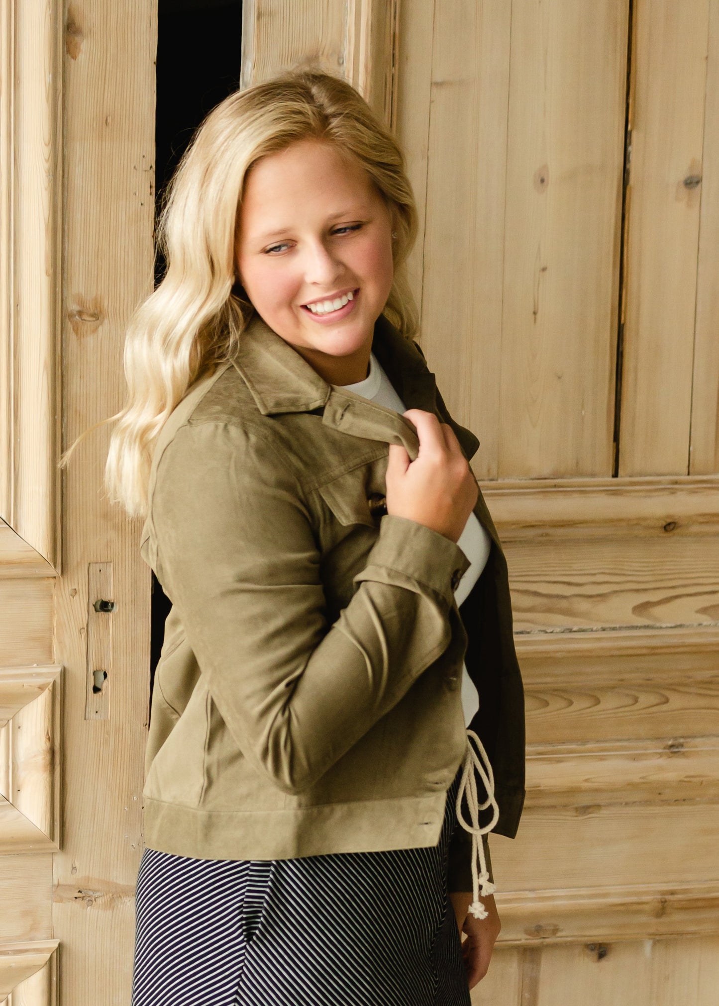 Olive Button Down Jacket with Pockets - FINAL SALE Layering Essentials