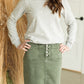 Olive Button Front Midi Denim Skirt - FINAL SALE Skirts