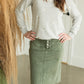 Olive Button Front Midi Denim Skirt - FINAL SALE Skirts