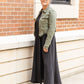 Olive Button Up Jean Jacket Tops