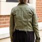 Olive Button Up Jean Jacket Tops
