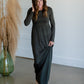 Olive Cinched Waist Long Sleeve Knit Maxi Dress Dresses Beeson River