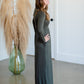 Olive Cinched Waist Long Sleeve Knit Maxi Dress Dresses Beeson River