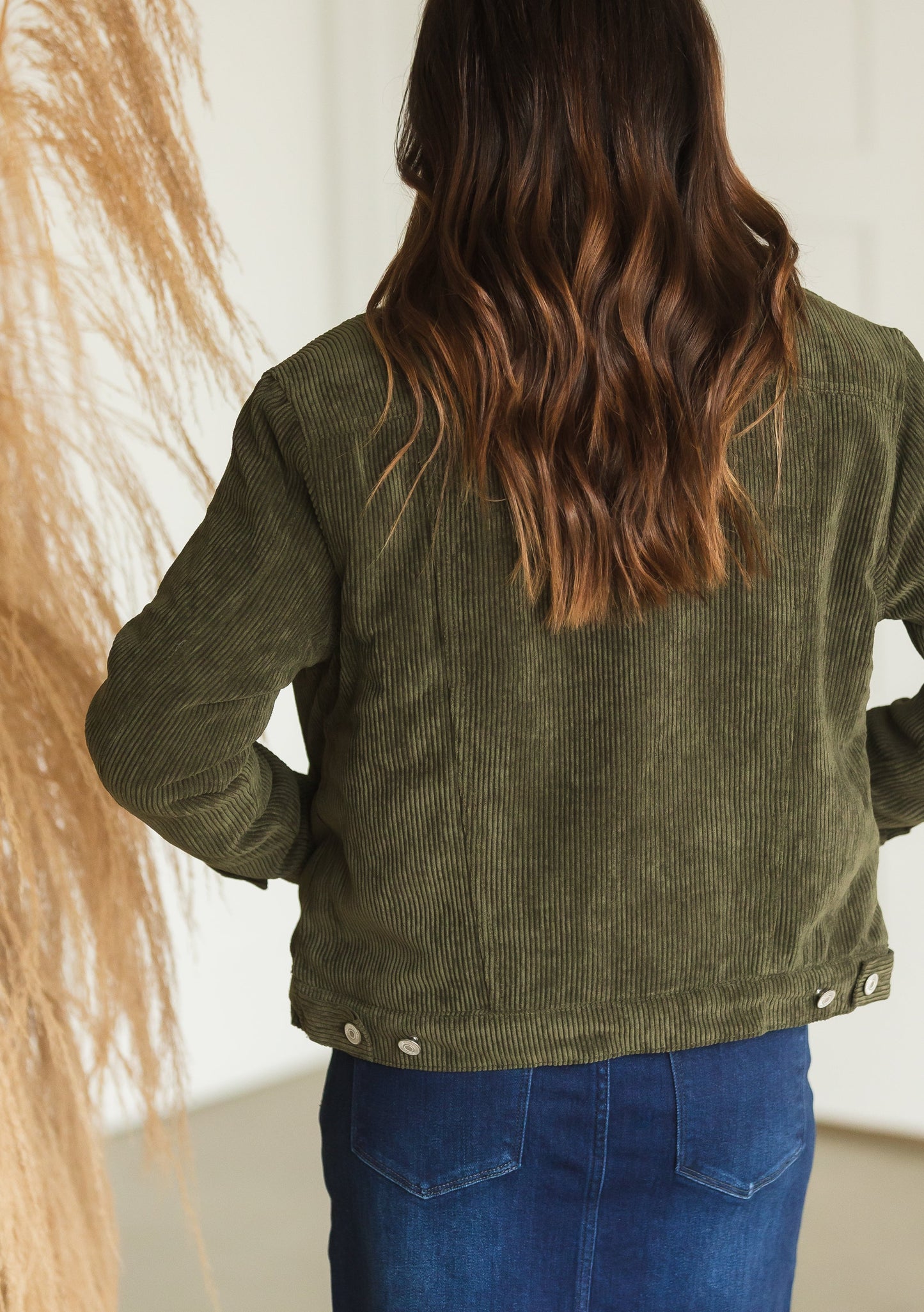 Olive Corduroy Fleece Lined Jacket - FINAL SALE Tops