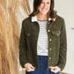 Olive Corduroy Fleece Lined Jacket - FINAL SALE Tops