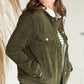 Olive Corduroy Fleece Lined Jacket - FINAL SALE Tops