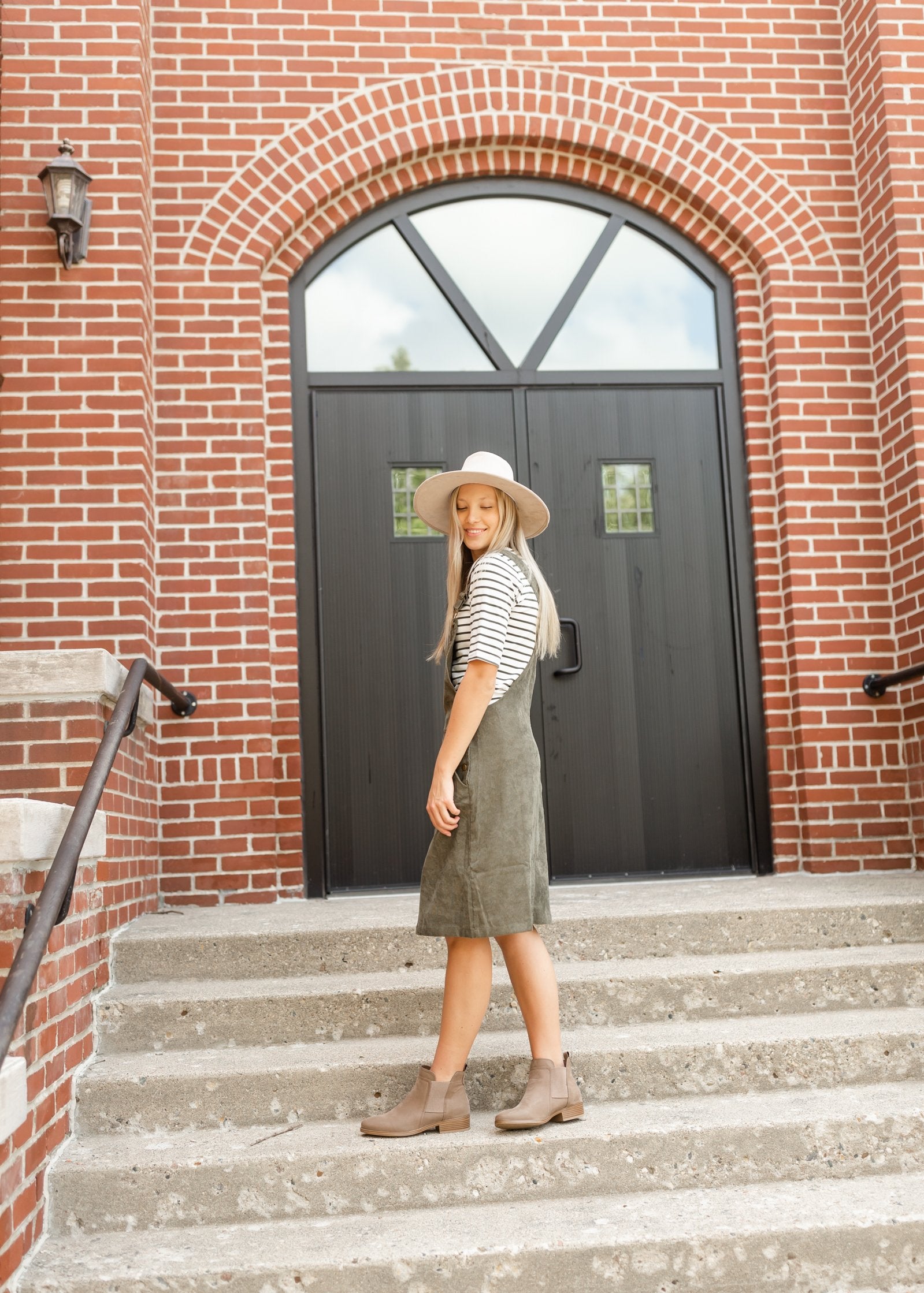 Olive Corduroy Overall Midi Dress Dresses Tea N Rose