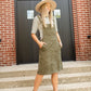 Olive Corduroy Overall Midi Dress Dresses Tea N Rose