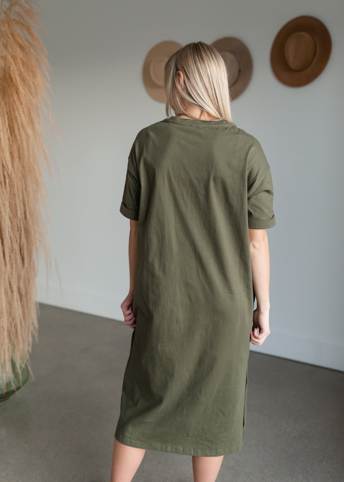 Olive Cotton Relaxed Fit Shift Dress Dresses Mod Ref