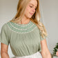 Olive Embroidered Flounce Top - FINAL SALE Tops