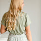 Olive Embroidered Flounce Top - FINAL SALE Tops