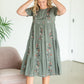 Olive Embroidered Tiered Midi Dress Dresses