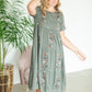 Olive Embroidered Tiered Midi Dress Dresses