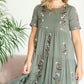 Olive Embroidered Tiered Midi Dress Dresses