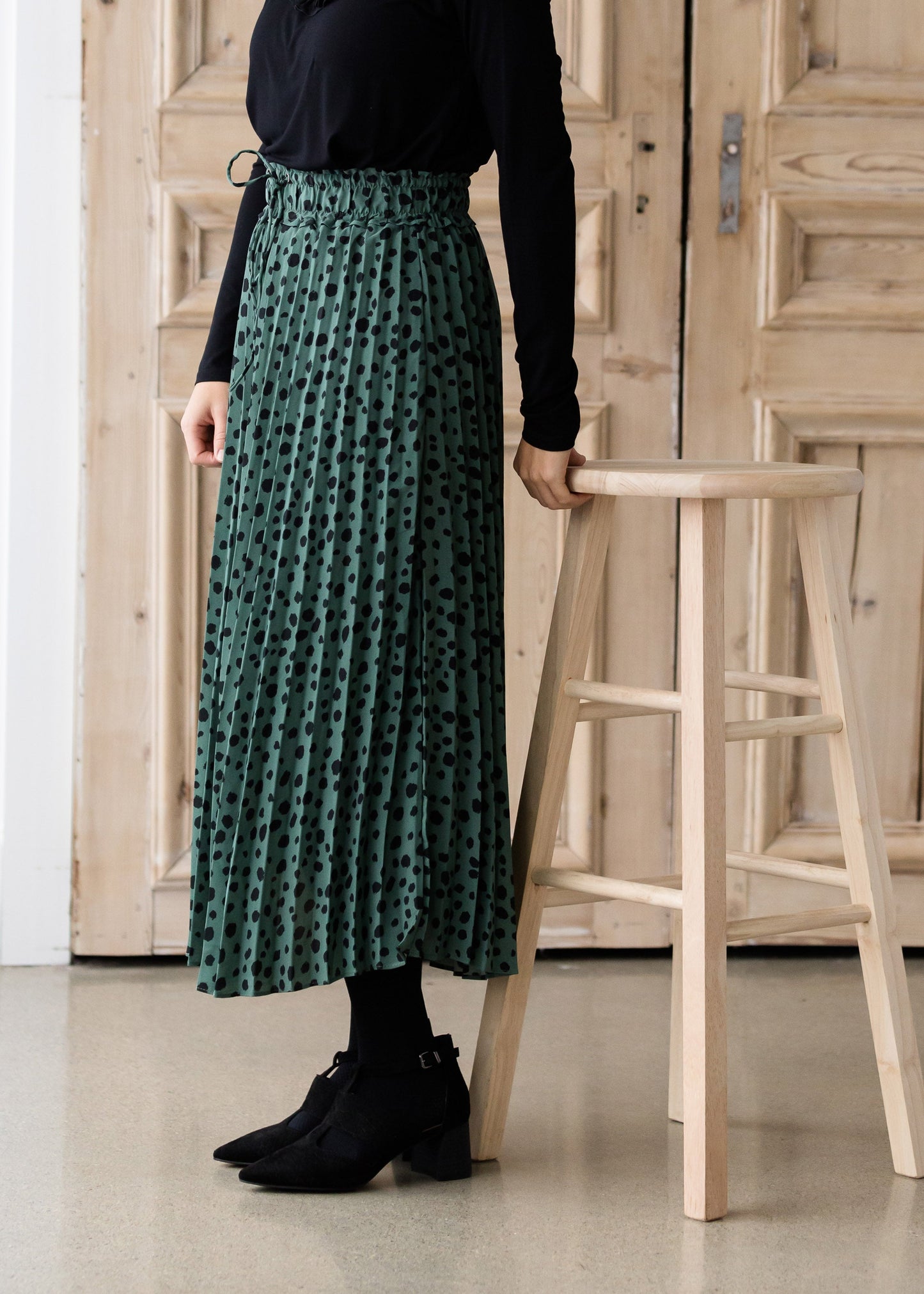 Olive Green Leopard Print Midi Skirt - FINAL SALE Skirts