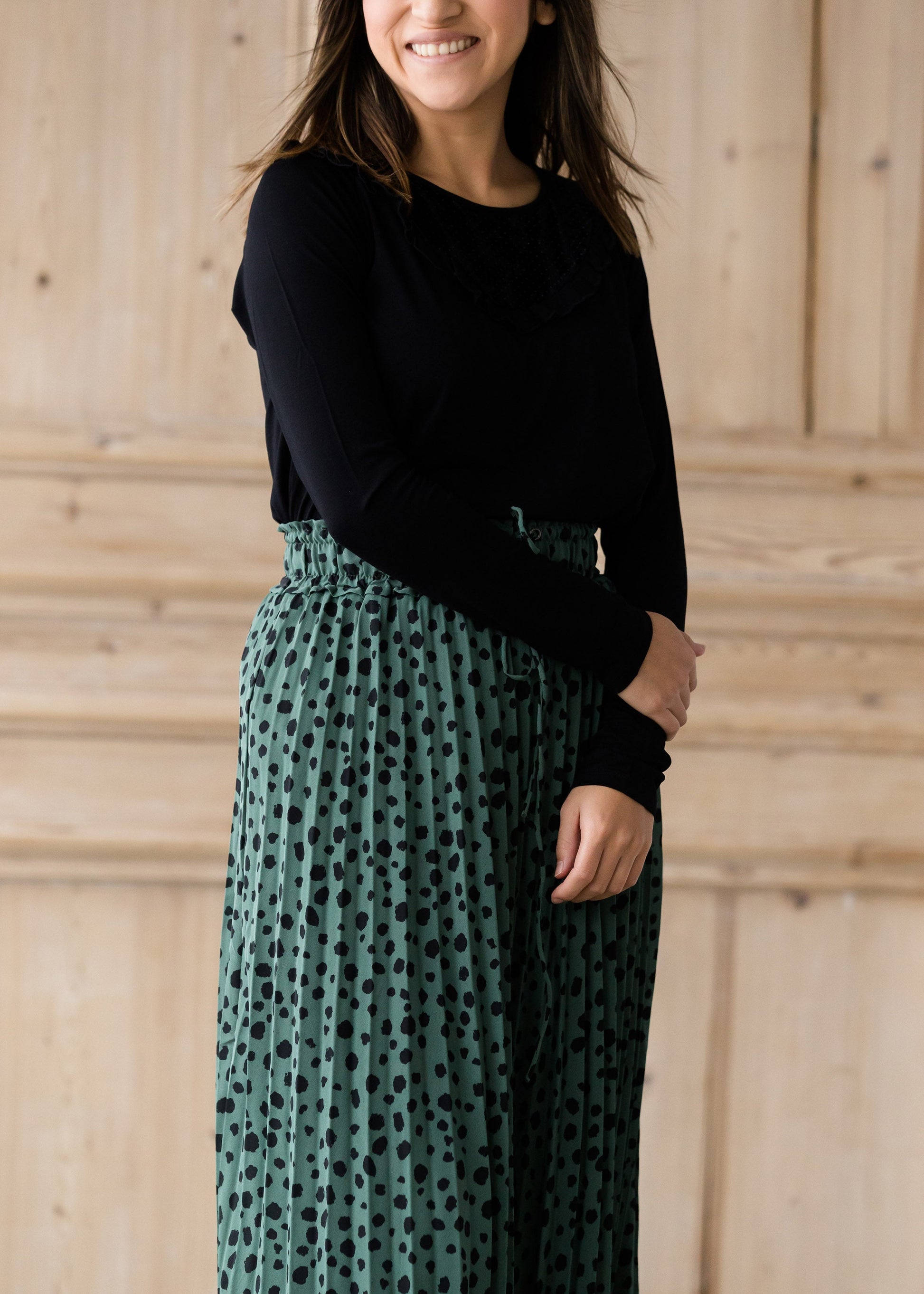 Olive Green Leopard Print Midi Skirt - FINAL SALE Skirts