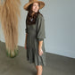 Olive Green Ruffle Detail Midi Dress Dresses Mikarose