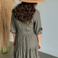 Olive Green Ruffle Detail Midi Dress Dresses Mikarose