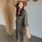 Olive Green Ruffle Detail Midi Dress Dresses Mikarose