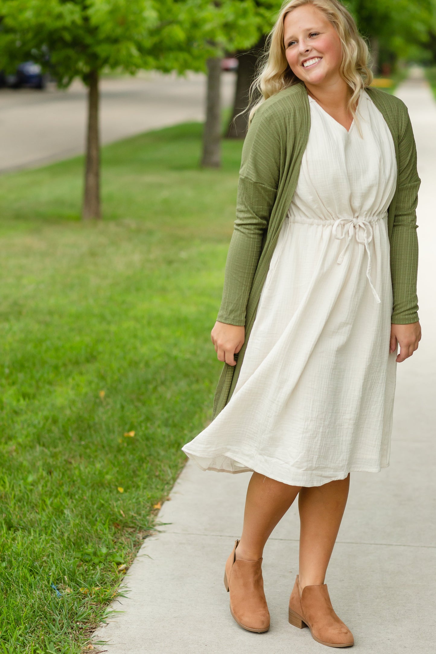 Olive Lightweight Open Ribbed Cardigan - FINAL SALE Layering Essentials