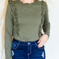 Olive Long Sleeve Ruffle Top - FINAL SALE Shirt