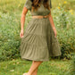 Olive Short Sleeve Tiered Midi Dress - FINAL SALE Dresses