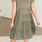 Olive Short Sleeve Tiered Midi Dress - FINAL SALE Dresses