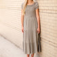 Olive Smocked Bodice Midi Dress Dresses