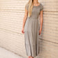 Olive Smocked Bodice Midi Dress Dresses