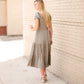 Olive Smocked Bodice Midi Dress Dresses