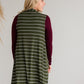 Olive Striped Long Vest - FINAL SALE Tops