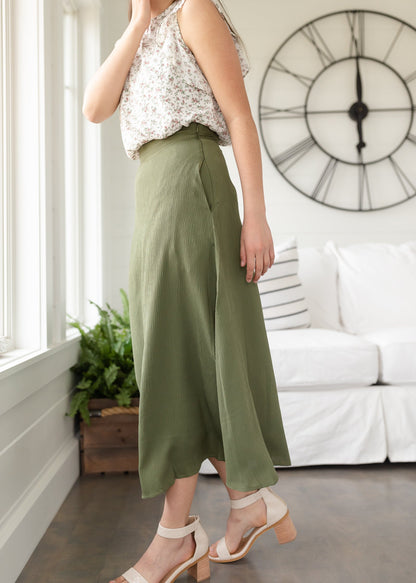 Olive Textured A-Line Midi Skirt - FINAL SALE Skirts